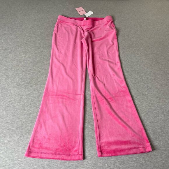 Juicy Couture Velour Hot Pink Rhinestone Logo Flare Sweatpants - Picture 2 of 12